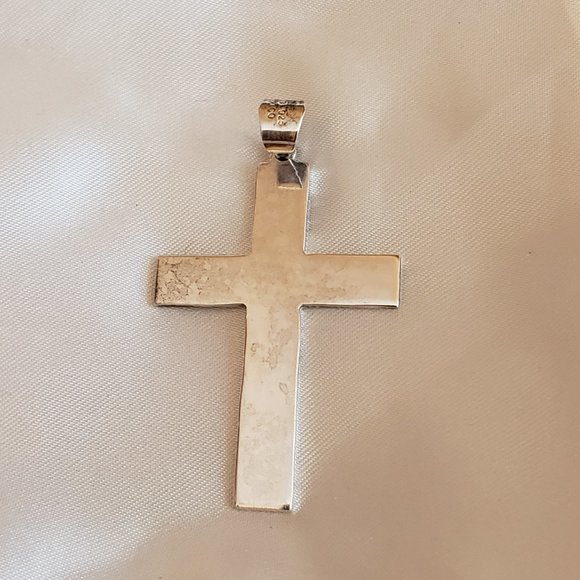 Taxco Mexico Sterling silver cross pendant with sunshine imprints - Picture 3 of 3